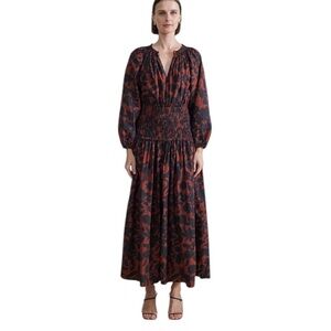 Apiece Apart Esparta Long Sleeve Maxi Dress in Botanic Size Medium